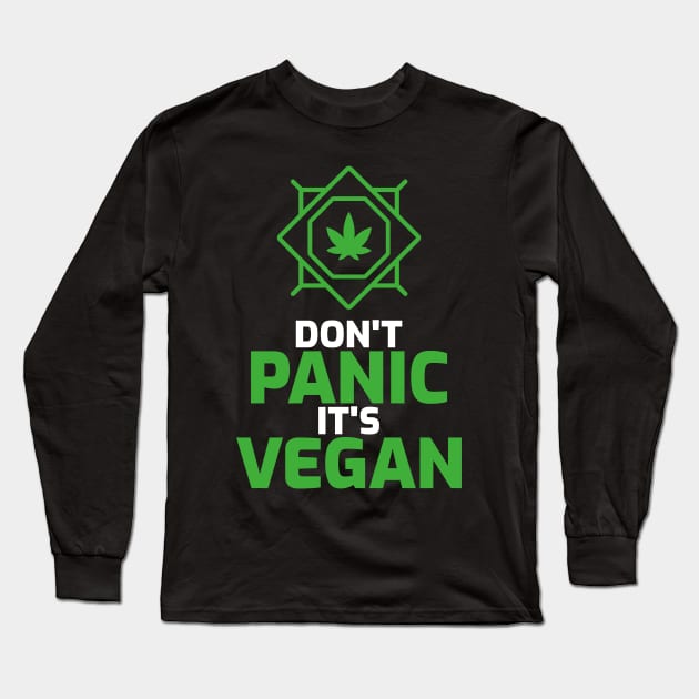 Funny Vegan Stoner - Don't panic, it's vegan Long Sleeve T-Shirt by Herbivore Nation - Vegan Gifts